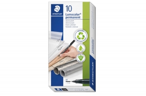 Caja De 10 Rotuladores Lumocolor Permanente Steadtler Punta Media Trazado 1.0 mm 317-9